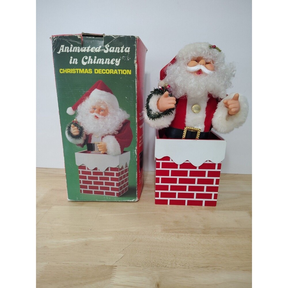 Vintage Santa In Chimey Illuminated With Christmas Song RARE Plays Jingle Bells